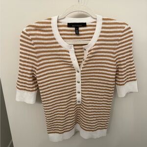 White House Black Market Striped Button-Up Knit Top